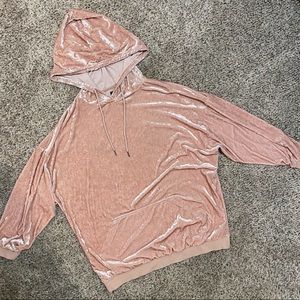 NWOT oversized pink/peach crushed velvet hoodie